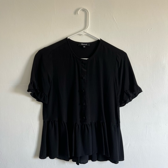 Madewell Silk Studio Ruffle-Hem Top - Picture 1 of 4